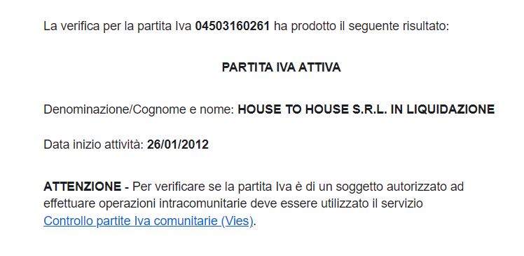 house to house liquidazione